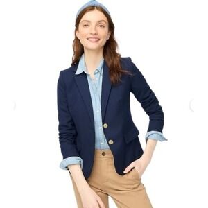 J. Crew Navy Wool Blend Schoolboy Blazer Jacket Gold Buttons Size 6